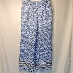 LOFT | Womens Floral Linen Summer Pants Size XSP - Blue/Black Floral